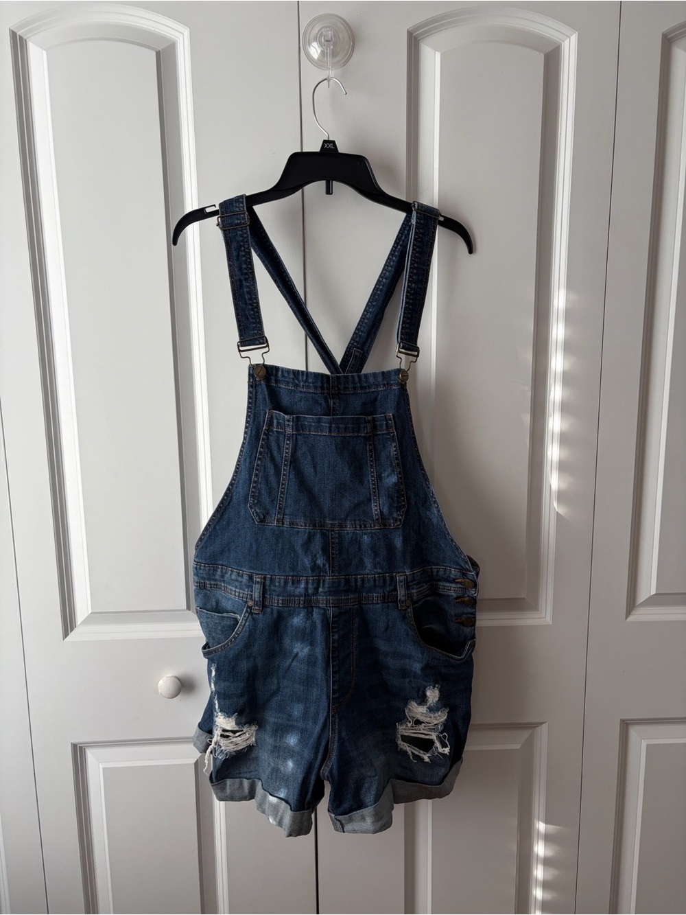 Dollhouse Denim Distressed Short Overalls Size 20